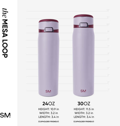 Simple Modern Mesa Loop Water Bottle with Covered Straw and Handle | 24oz Cup Holder Friendly Insulated Stainless Steel Bottles for Travel, Sports and School | Iris Sage - Colors A