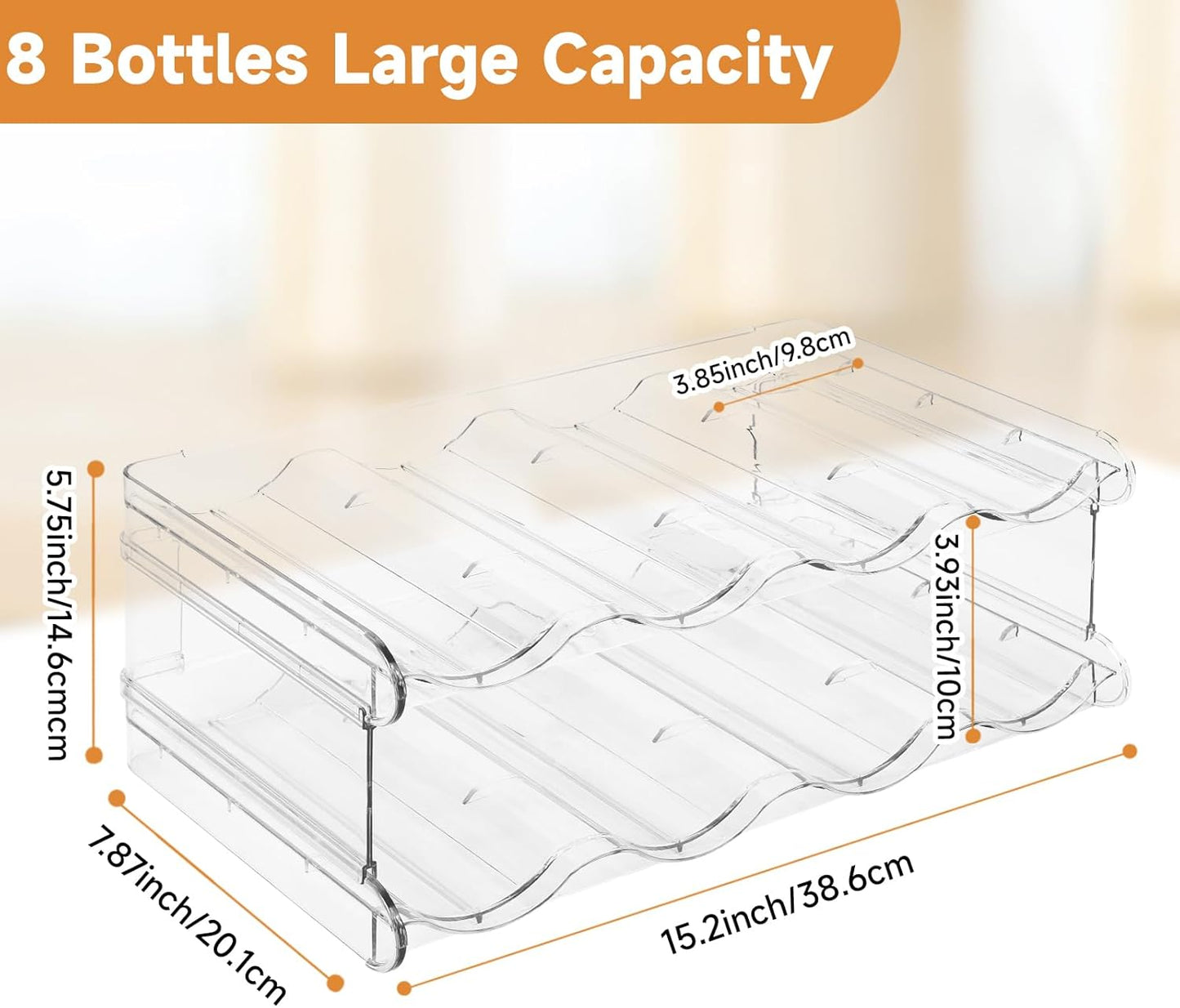 spospo Stackable Water Bottle Organizer, Large Compartment Water Bottle Holder, 4 Tier Clear Water Bottle Organizer for Cabinet, Bottle Rack for Kitchen Organization and Storage - Hold 16 Bottles