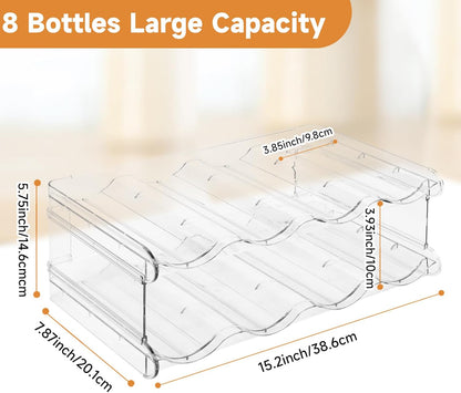 spospo Stackable Water Bottle Organizer, Large Compartment Water Bottle Holder, 4 Tier Clear Water Bottle Organizer for Cabinet, Bottle Rack for Kitchen Organization and Storage - Hold 16 Bottles