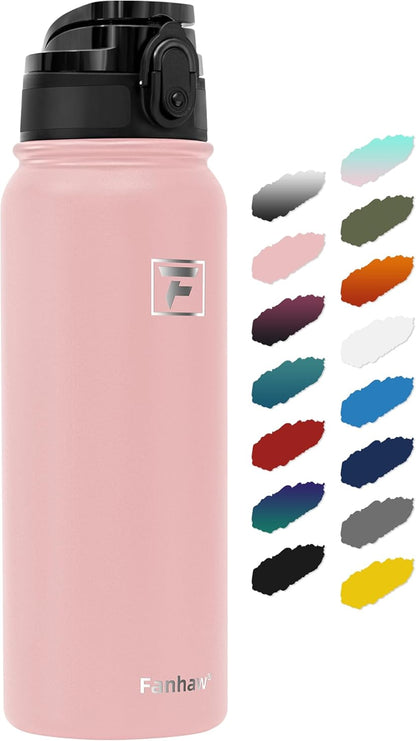 Fanhaw 20 oz Insulated Stainless Steel Water Bottle with Anti-Dust Chug Lid, Leakproof Vacuum Metal Everyday Use Bottle for Kids, Teens & Adults, Back to School Essentials (Green Blue)
