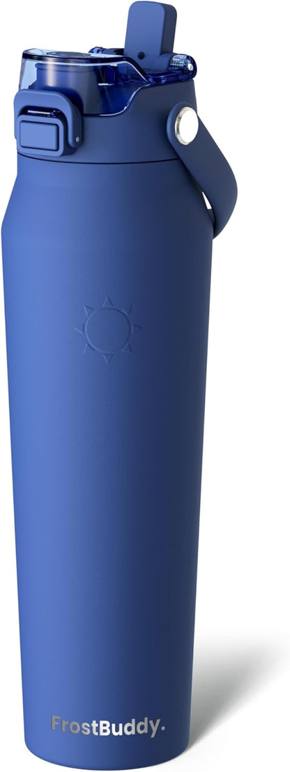 Frost Buddy 24oz Insulated Water Bottle with Straw & Chug Lid | Leak-Proof Stainless Steel | 24-Hours Cold | Sweat-Proof, Cup Holder Friendly | Ideal for Gym, Travel, Sports & Everyday Hydration - Colors B