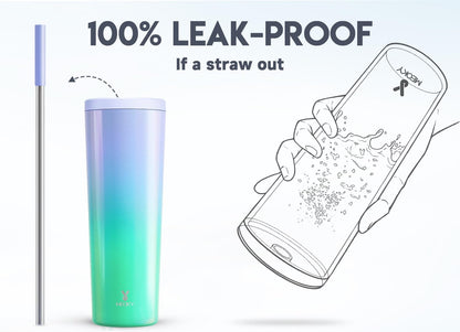 Meoky 24 oz Insulated Tumbler with Lid and Straw, Stainless Steel Vacuum Insulated Tumbler, Keeps Cold for 24 Hours, 100% Leak Proof, Fits in Car Cup Holder (Night)