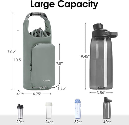 Ceneda Water Bottle Carrier Bag with Phone Pocket 32oz 40oz Tumbler Insulated Water Bottle Holder with Adjustable Shoulder Strap Carrier Sling Bag (Purple)