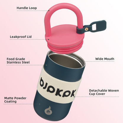 BJPKPK 13oz Insulated Stainless Steel Loop Tumbler With Lid And Handle Travel Coffee Mug Thermal Cup,Latte