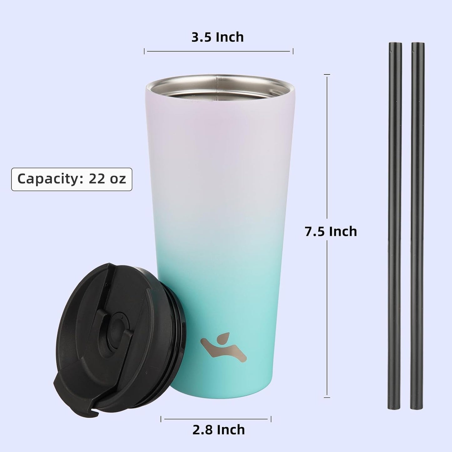 Konokyo 30 OZ Insulated Tumbler with Lid and 2 Straws Stainless Steel Water Bottle Vacuum Travel Mug Coffee Cup,Pastel Sunset