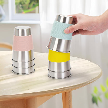 Water Tumbler with Lids, 6 Pack Stainless Steel Spill Proof Reusable Stacking 16oz Drinking Cups with Lids for Kids and Adults