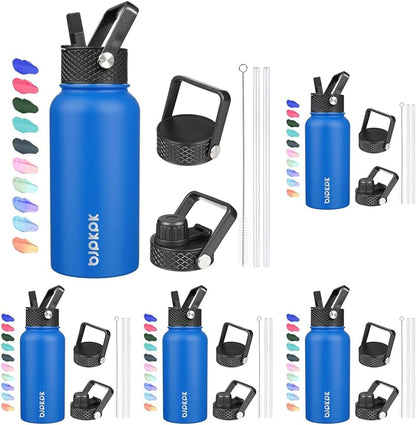 BJPKPK Insulated Water Bottles with Straw Lid, 40oz Stainless Steel Water Bottles with 3 Lids, BPA Free Leakproof Thermo, Tumblers, Cups for Sports, Gym- Midnight - Colors B