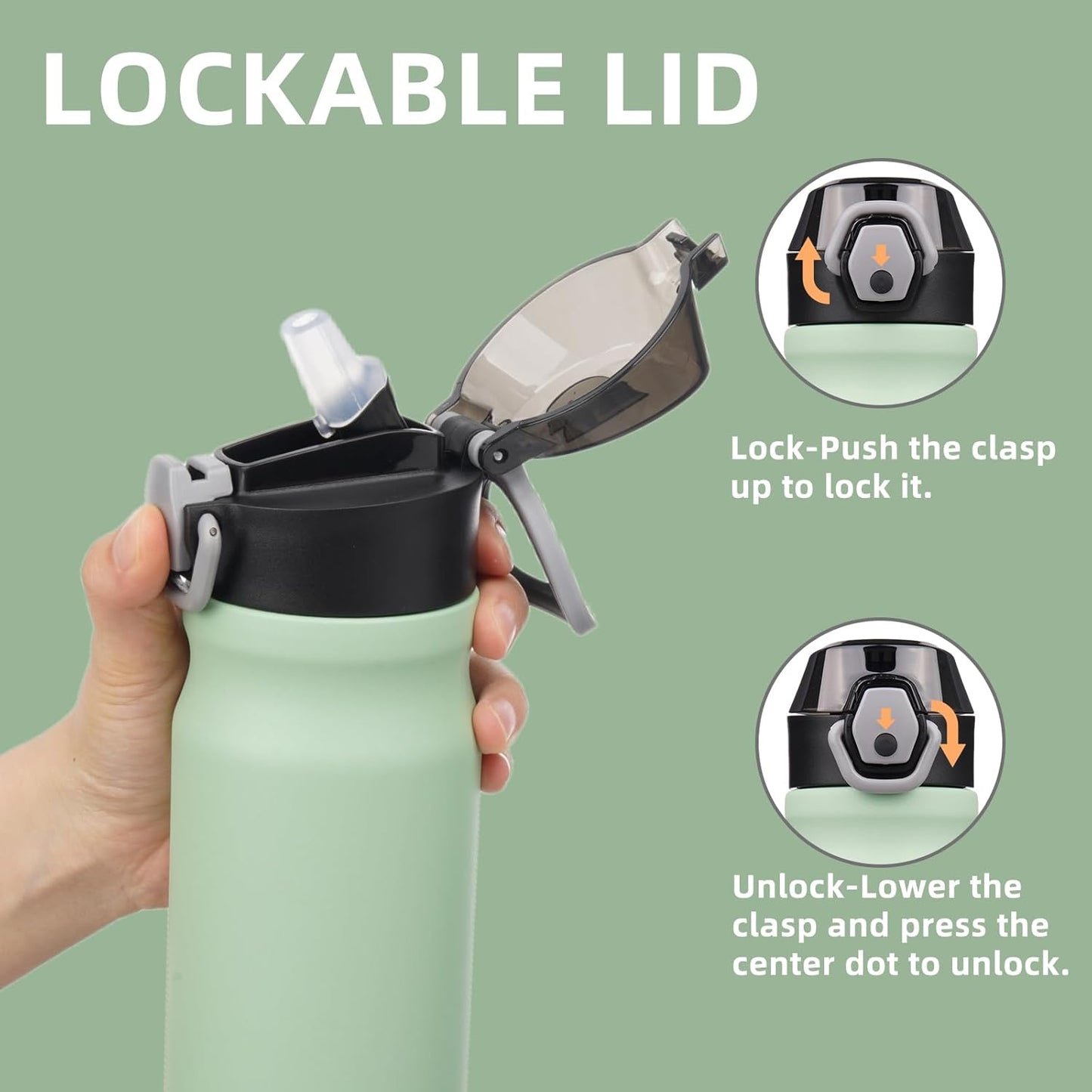 Konokyo 18 oz Insulated Water Bottle with Straw Lid, Stainless Steel Vacuum Sports Water Bottle, Leak-Proof Reusable Metal Flask with Carry Loop, BPA-Free Travel Bottle for Gym, School, Office