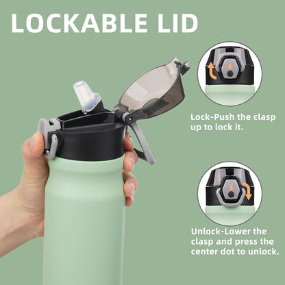 Konokyo 18 oz Insulated Water Bottle with Straw Lid, Stainless Steel Vacuum Sports Water Bottle, Leak-Proof Reusable Metal Flask with Carry Loop, BPA-Free Travel Bottle for Gym, School, Office