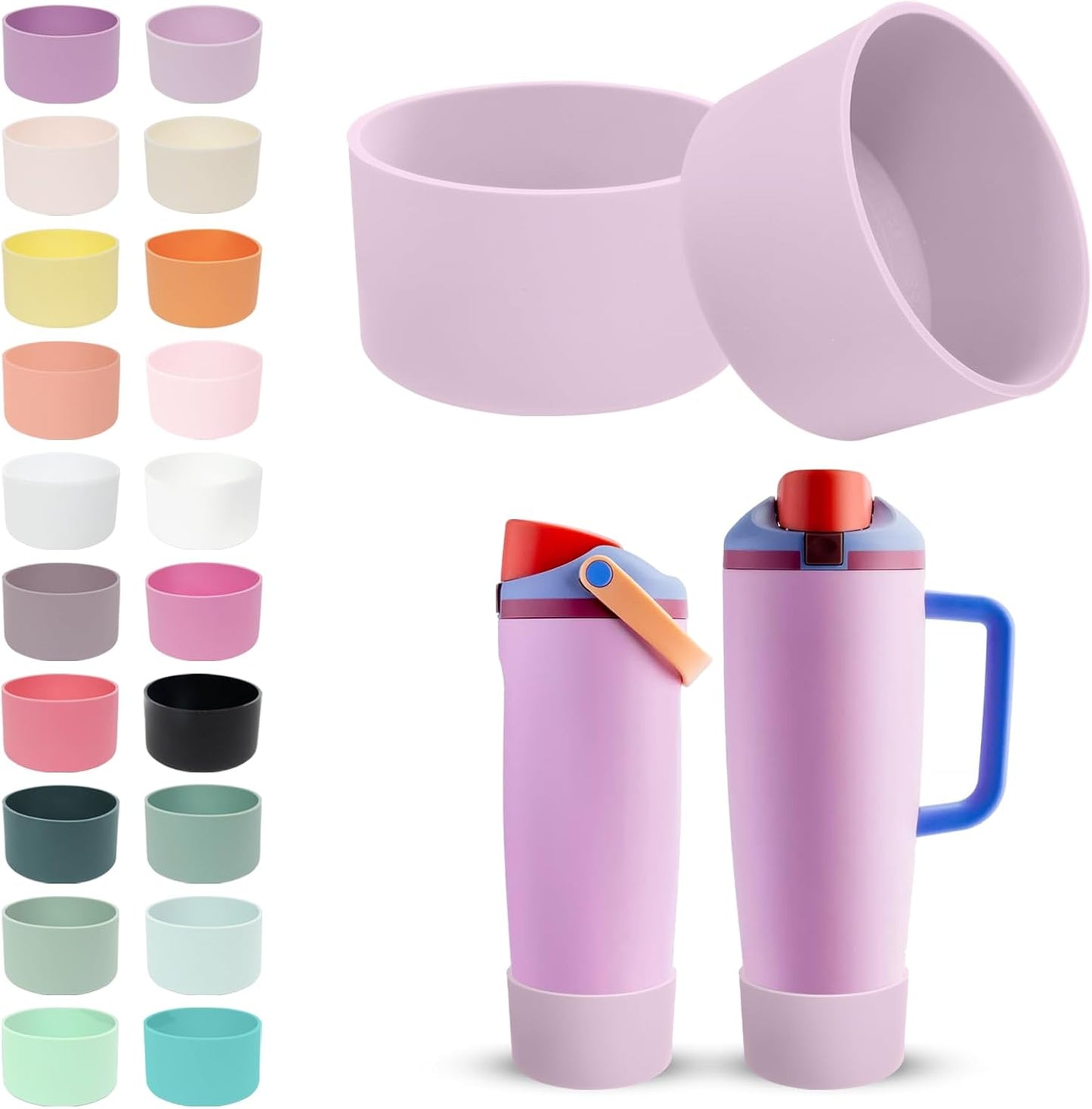 2PCS Silicone Boots for Owala 30oz & 40oz FreeSip Sway Bottles & Tumblers – Non-Slip, Scratch-Resistant, Stability Enhancer for Owala Accessories (Eucalyptus Green) - Colors A