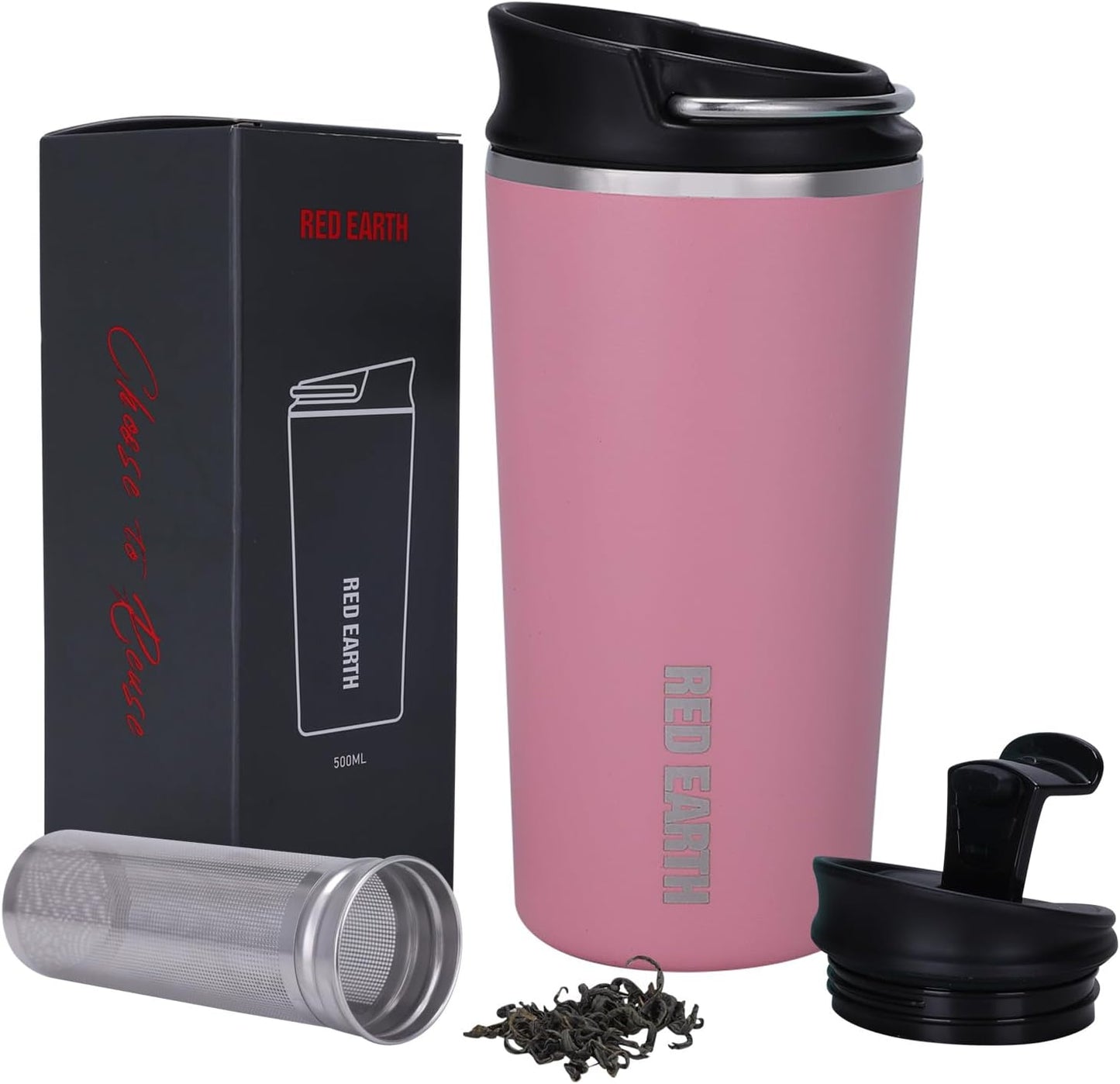 GiNT 17oz Travel Tea Mug with Infuser, 2 Lids. Vacuum Insulated 316 Stainless Steel Coffee Mug. Dishwasher Safe Tea Cup with Strainer for Hot & Cold Brew Coffee. Mothers Day Gifts for Mom (White)