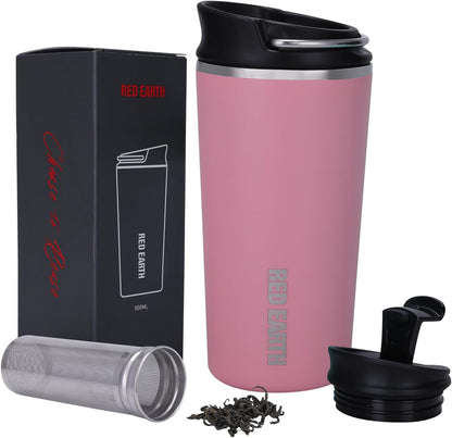 GiNT 17oz Travel Tea Mug with Infuser, 2 Lids. Vacuum Insulated 316 Stainless Steel Coffee Mug. Dishwasher Safe Tea Cup with Strainer for Hot & Cold Brew Coffee. Mothers Day Gifts for Mom (White)