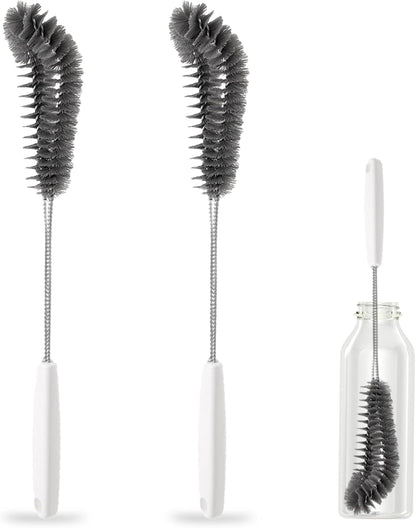 16 inches Long Handle Black Bottle Cleaning Brushes - Perfect for Baby Bottles, Sports Bottles, Glassware, Mugs, Jars, and Stemware (1-pc)