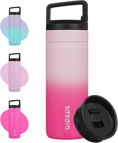 BJPKPK Insulated Water Bottle with 2 Lids,20 oz Double Wall Stainless Steel Vacuum Tumbler Travel Coffee Mug,Wide Mouth Thermal Cup,Haze Blue