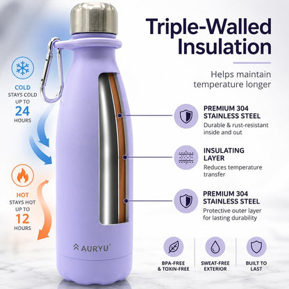Best in Class Triple-Walled Insulated Stainless Steel Water Bottle, Keeps your Drinks Cold for up to 24 Hours and Hot for up to 12 Hours, Leak Proof, Make a Difference in the World, Black, 17oz