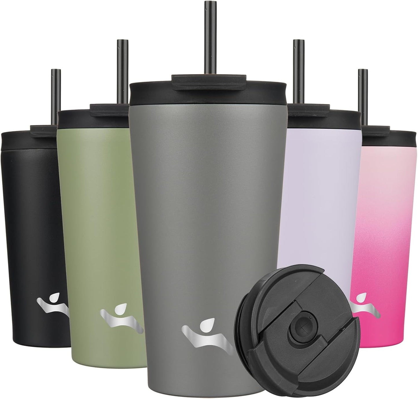 Konokyo 30 OZ Insulated Tumbler with Lid and 2 Straws Stainless Steel Water Bottle Vacuum Travel Mug Coffee Cup,Pastel Sunset
