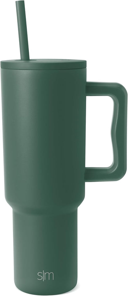 Simple Modern 40 oz Trek Tumbler with Handle and Straw Lid | Cup Holder Friendly Insulated Stainless Steel Travel Mug | Sea Glass Sage - Colors C