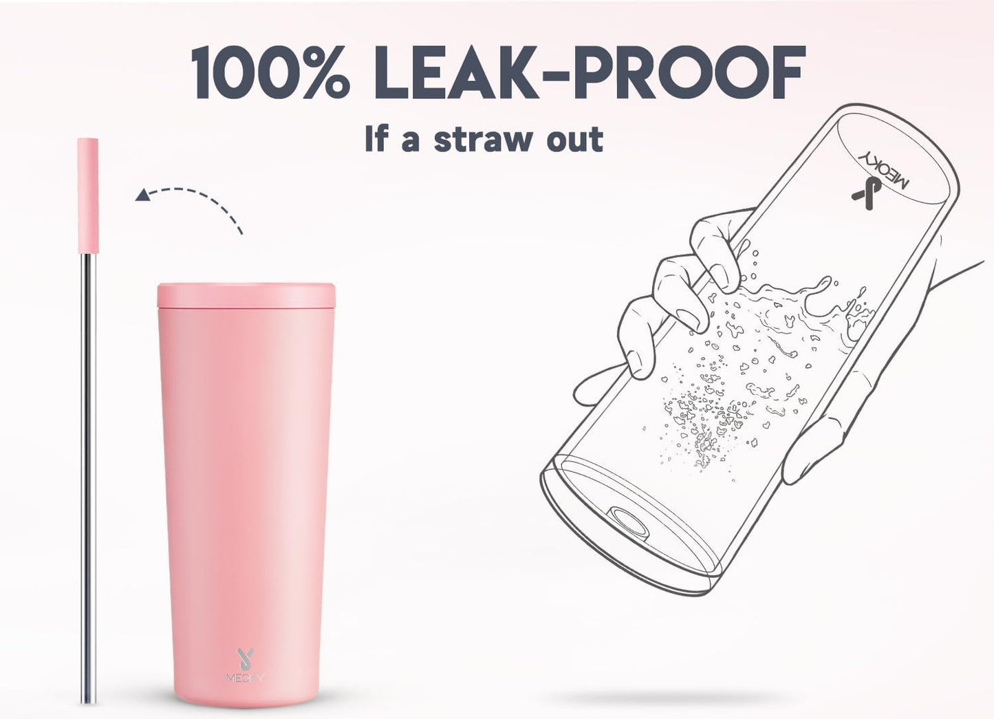 Meoky 24 oz Insulated Tumbler with Lid and Straw, Stainless Steel Vacuum Insulated Tumbler, Keeps Cold for 24 Hours, 100% Leak Proof, Fits in Car Cup Holder (Night)