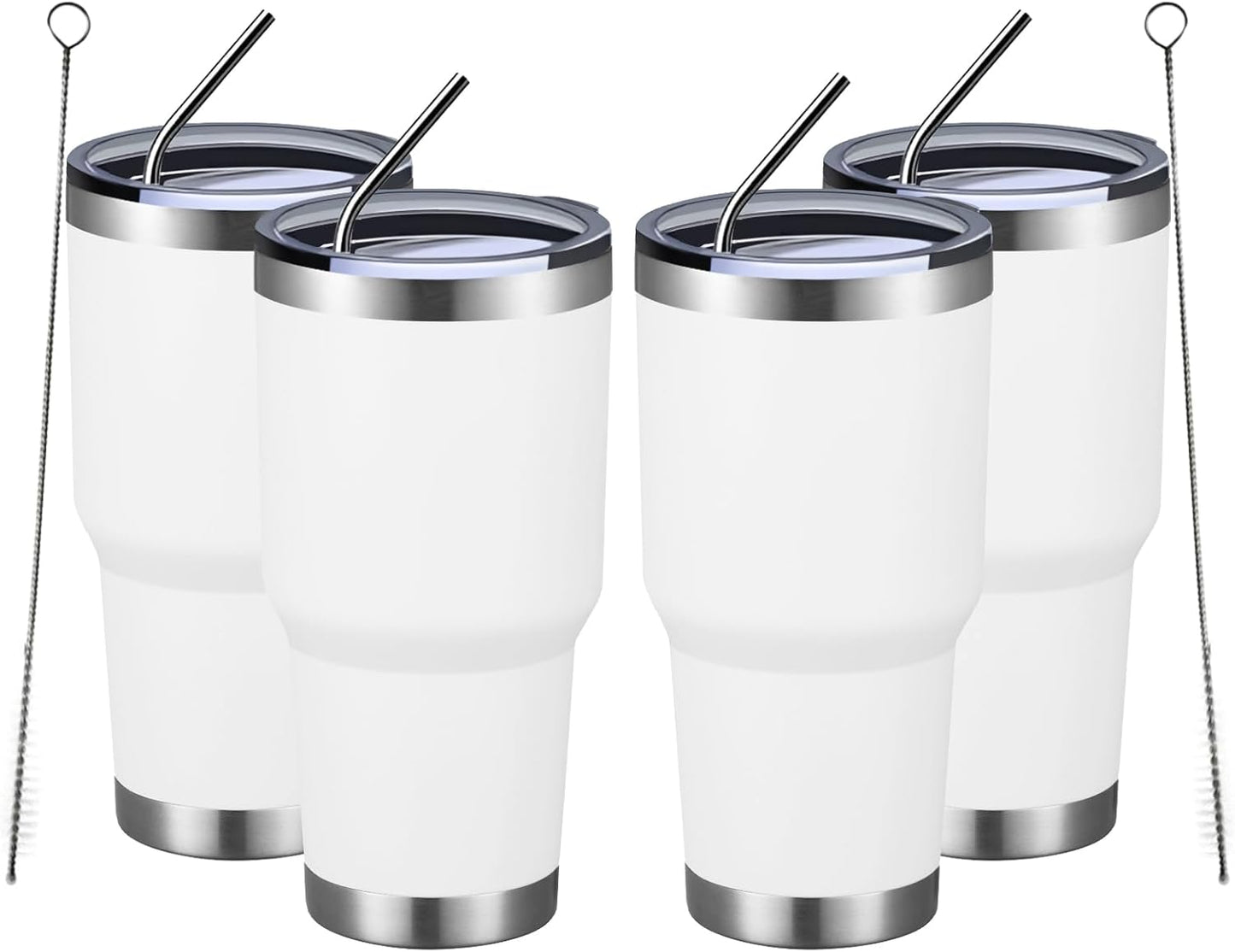 MEWAY 30oz Tumbler Double Wall Vacuum Insulated Travel Mug, Stainless Steel Tumbler with Lid, Durable Powder Coated Insulated Coffee Cup for Cold & Hot Drinks (Silver,1 PACK)
