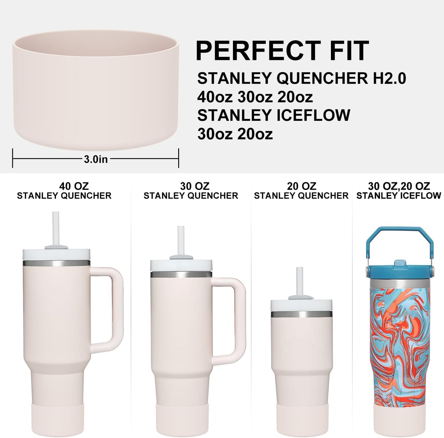 Affute Protective Silicone Boot for Stanley Quencher H2.0 40 30 20 oz & IceFlow Flip 30 20 oz, BPA Free Anti-Noise Anti-Scratch, Stanley Cup Protector Sleeve Cover Boot