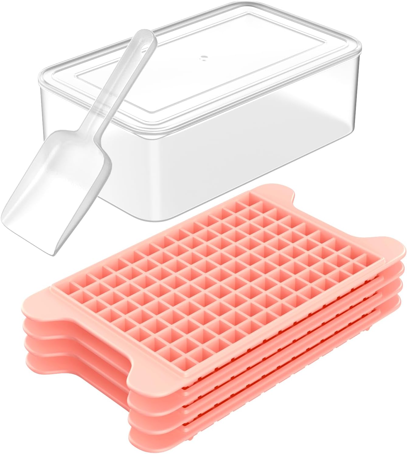 Mini Ice Cube Tray for Freezer: FDDBI Small Ice Trays for Freezer with Bin - 117×4PCS Easy Release Nugget Ice Tray - Crushed Ice Tray with Container