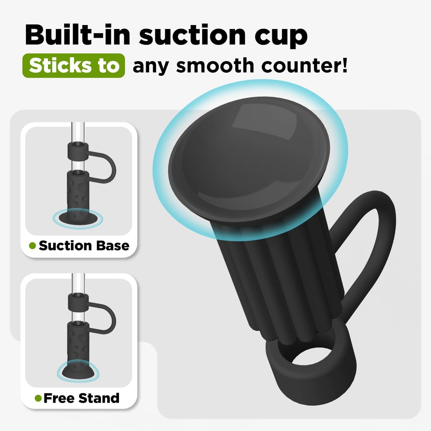 6 Pcs Straw Cover Caps with Suction Base, 0.4in/10mm Straw Toppers for Stanley Cup 30/40 oz, Multicolor