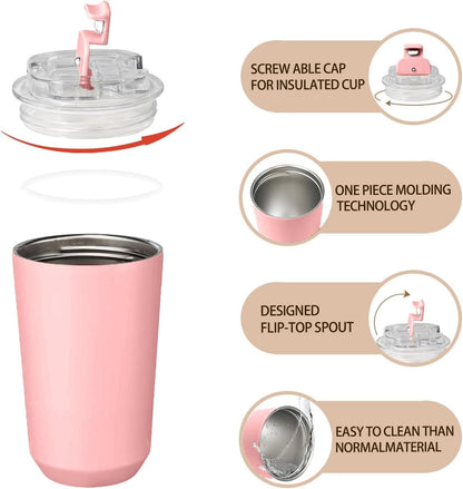 DEQIANG Travel Coffee Cup, Coffee Cup Travel with Lid, Insulated Coffee Mug for Hot & Cold Beverages, Great Gift Choice for Coffee Lovers, Office Workers, Hikers & Commuters (Black, 8.5 oz)