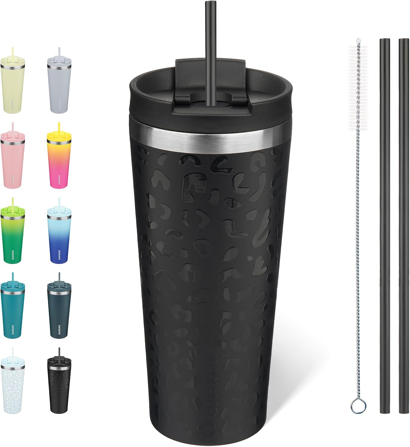 BJPKPK 22oz Insulated Tumbler With lid And Straw Stainless Steel Tumblers Travel Coffee Mug Reusable Thermal Cup,Sky