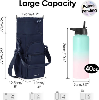 sportsnew Water Bottle Holder 40oz Crossbody Insulated Cup Sleeve Water Bottle Carrier Sling Bag with Phone Pocket, Walking