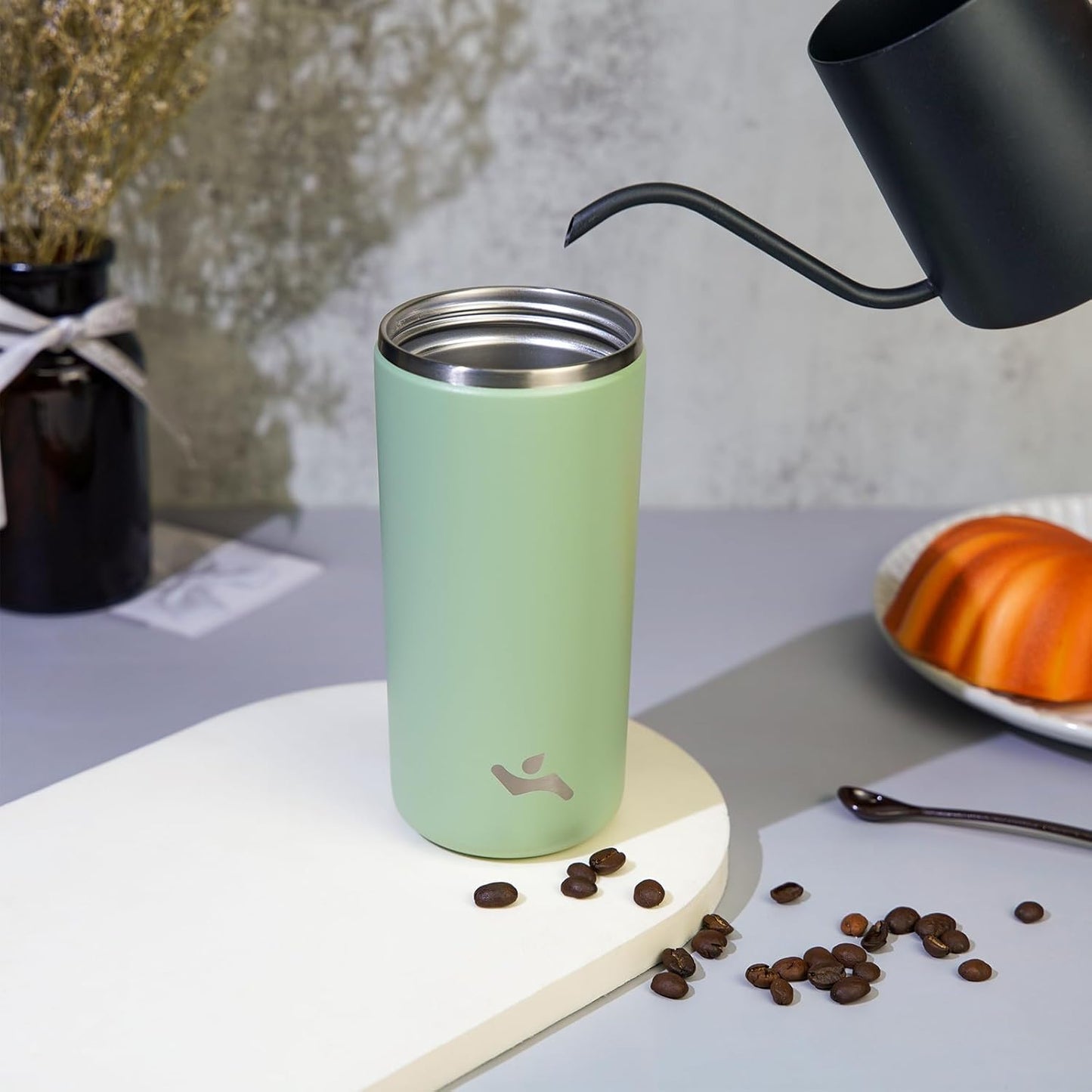 Konokyo Tumbler with Lid, 16 oz Travel Coffee Mug Double Wall Vacuum Stainless Steel Thermal Metal Cup Insulated Water Bottle,Navy Blue