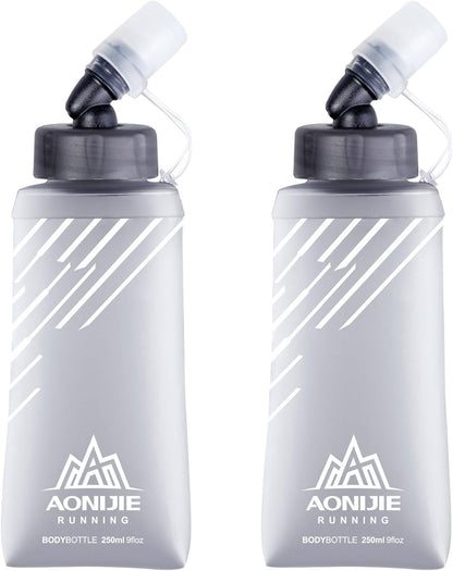 Azarxis TPU Soft Flask Collapsible Water Bottles BPA-Free 250ml 350ml 500ml for Hydration Vest Pack Running Hiking Cycling Climbing
