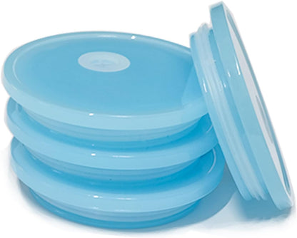 4 Pack Acrylic Lids for Glass Cups with Bamboo Lids and Straws, 2.75 inch/70 mm Acrylic Lids for 16 OZ Beer Can Cups with Wooden Lids, Replacement Canning Lids for 16OZ 20 OZ Glass