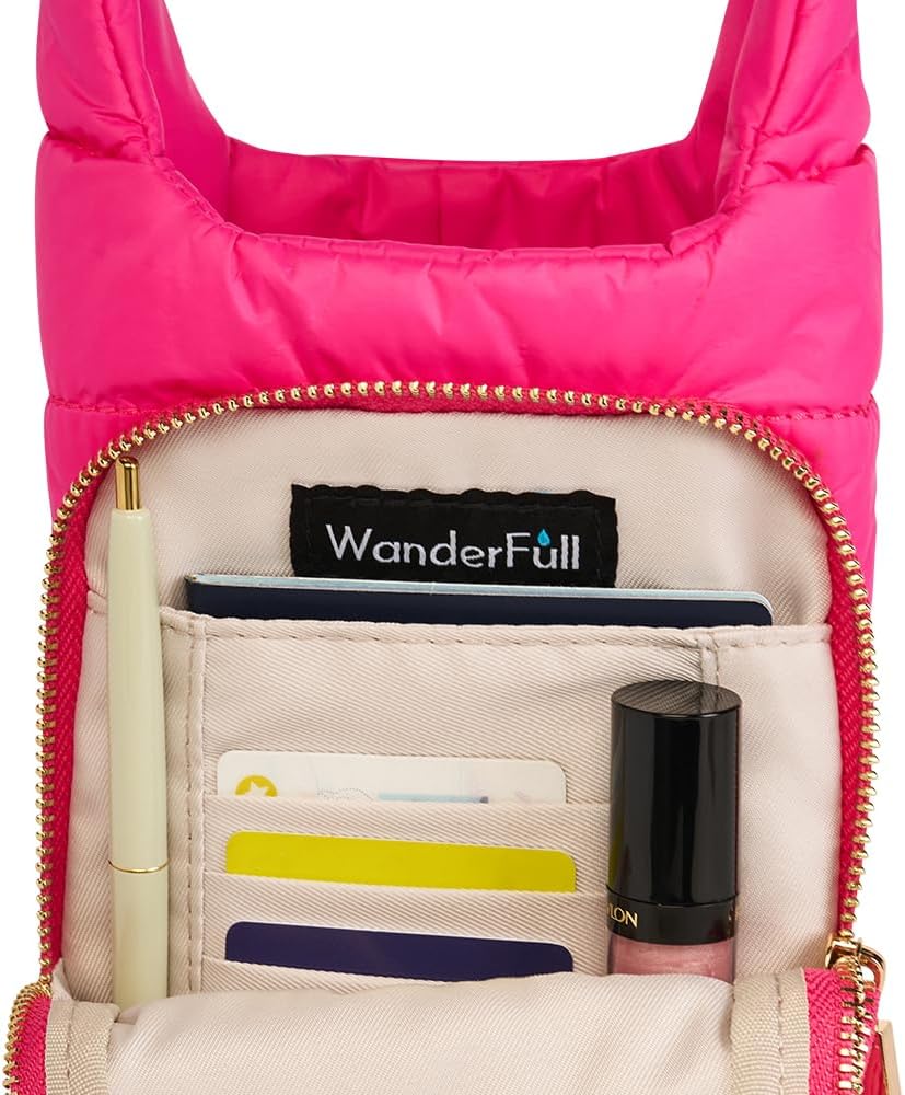 WanderFull Original HydroBag Fits Up to 32 oz Water Bottle Holder with Strap – Hands-Free Crossbody Water Bottle Carrier Bag with Phone Pocket - Colors B
