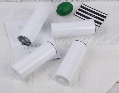 8 Pack 20 Oz Straight Skinny Tumblers, Individually Gift Boxed Stainless Steel Slim Skinny Tumbler Set Bulk, 20 Oz Insulated Slim Thin Travel Tumbler Cup for Diy, Silver