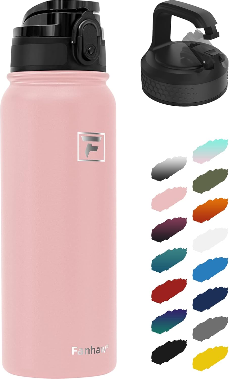 Fanhaw 20 oz Insulated Stainless Steel Water Bottle with Anti-Dust Chug Lid, Leakproof Vacuum Metal Everyday Use Bottle for Kids, Teens & Adults, Back to School Essentials (Green Blue)