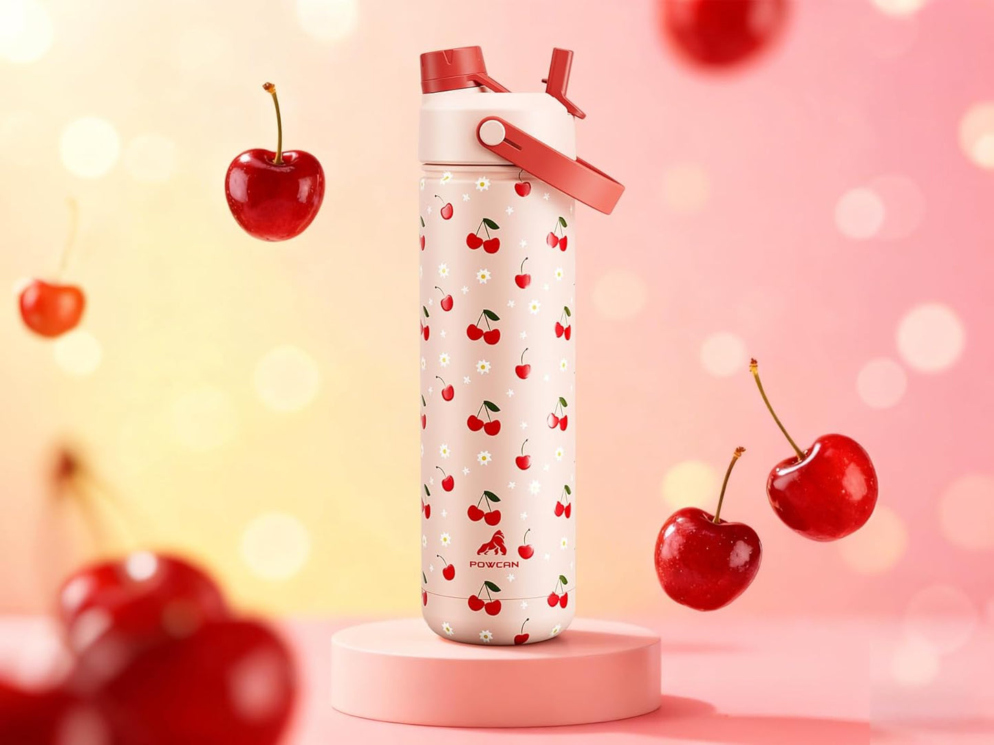 POWCAN 26 oz Insulated Water Bottle with 2-in-1 Straw and Spout Lid, Keep Cold 24H, Leak-Proof, Fits in Car Cup Holder, Stainless Steel Water Bottle for Sports, Travel, and School (Mint)