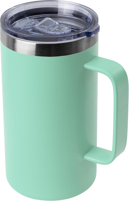 DOMICARE 24oz Mug with Handle and Lid, Stainless Steel Coffee Mug, Reusable Insulated Cup, Travel Mug with Handle, Double Wall Vacuum Coffee Tumbler for Men and Women, Black, Pack 1