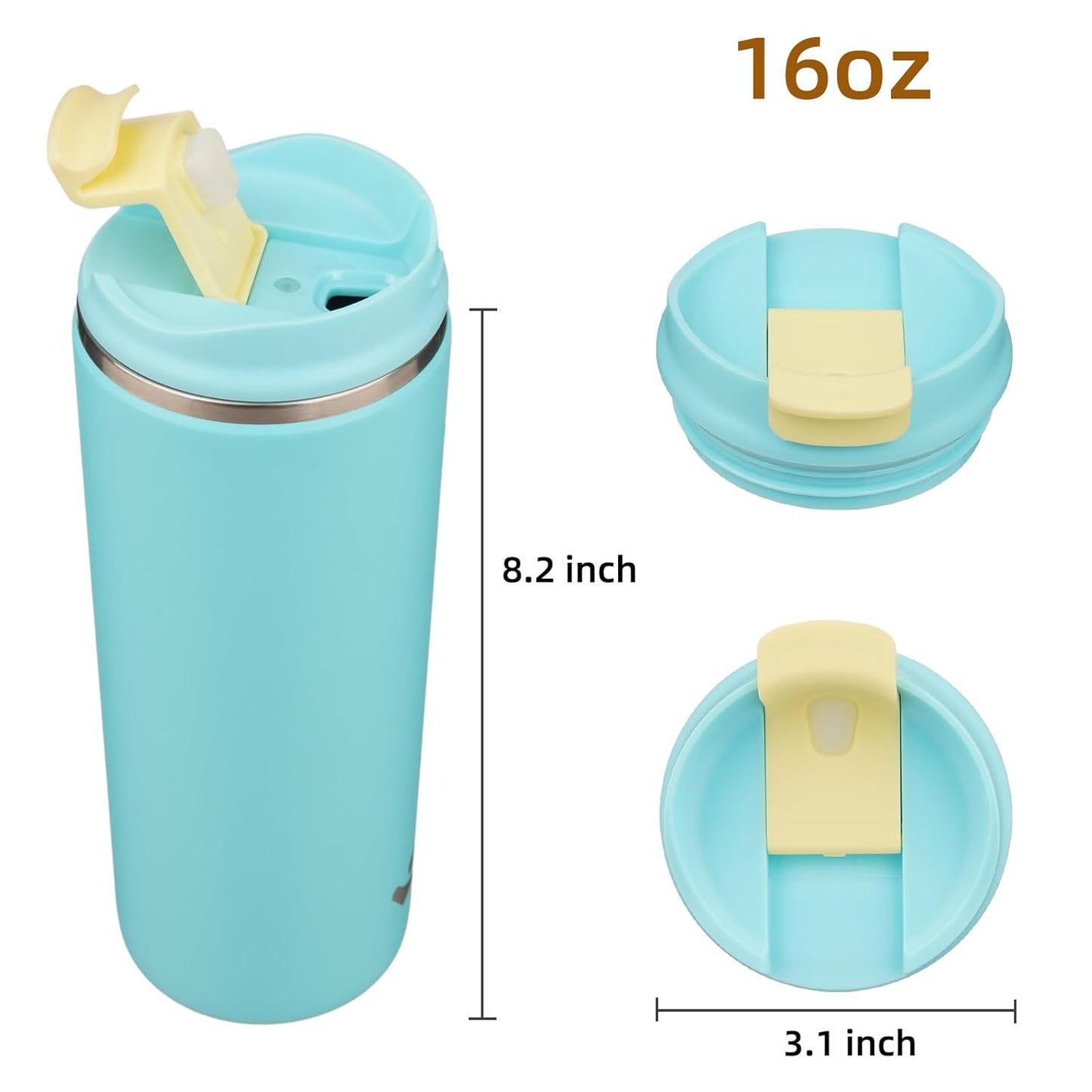 Konokyo Tumbler with Lid, 16 oz Travel Coffee Mug Double Wall Vacuum Stainless Steel Thermal Metal Cup Insulated Water Bottle,Navy Blue