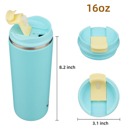 Konokyo Tumbler with Lid, 16 oz Travel Coffee Mug Double Wall Vacuum Stainless Steel Thermal Metal Cup Insulated Water Bottle,Navy Blue