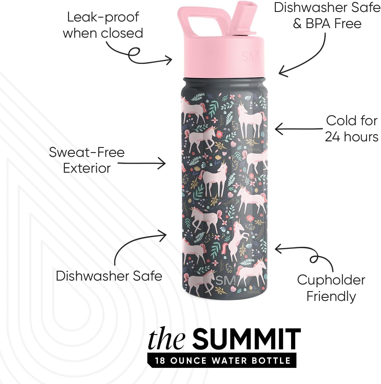 Simple Modern Kids Water Bottle with Straw Lid | 14oz Insulated Stainless Steel Kids Tumbler & Spill Proof Toddler Cup for School, Girls, Boys | Summit | Chloe Floral - Colors A