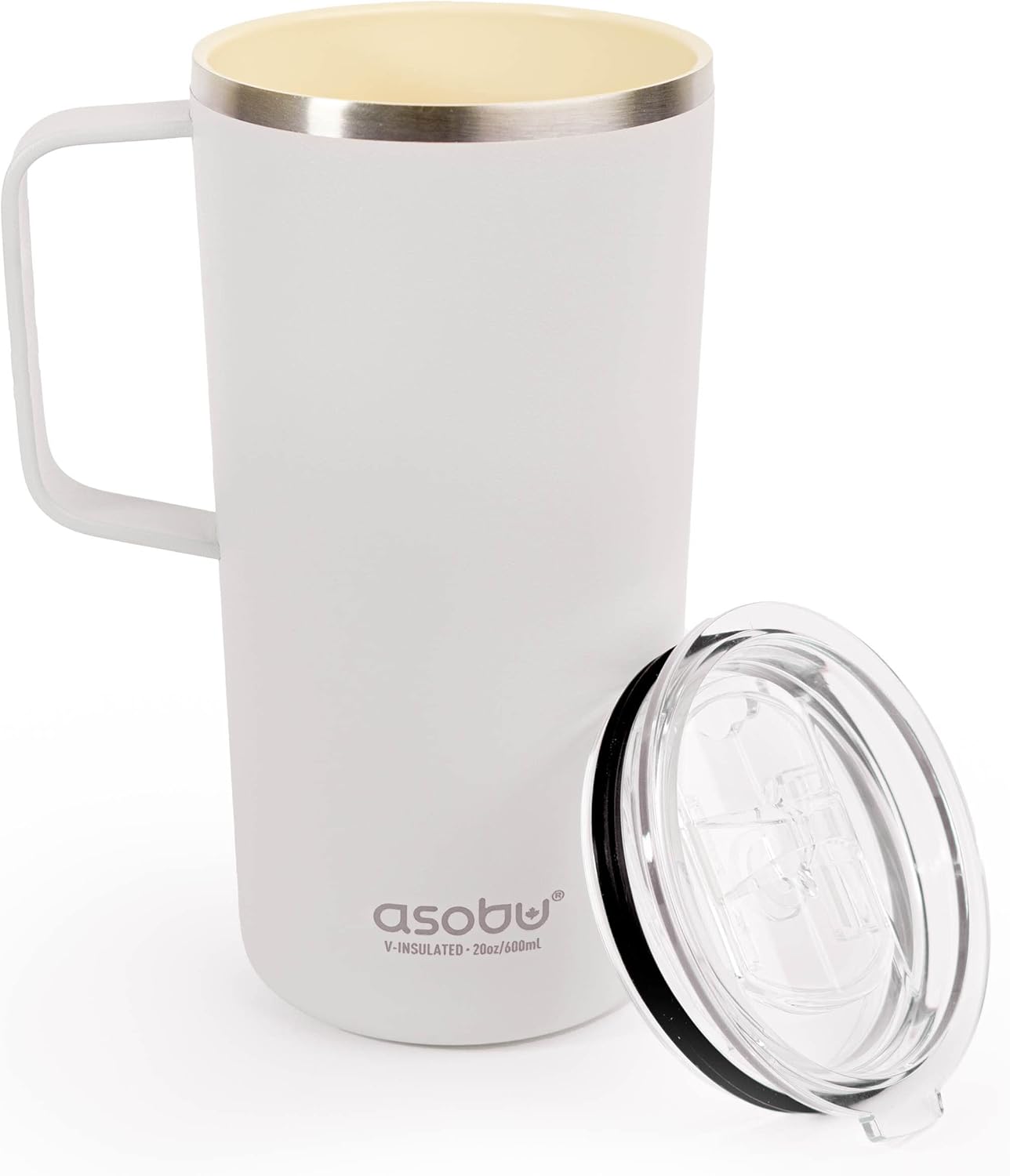 asobu Ultimate Ceramic Travel Mug, 12oz Insulated Stainless Steel Coffee Cup with Handle & Splash-Resistant Lid, Ceramic Lined for Pure Taste, BPA-Free, Double-Wall Vacuum for Hot Drinks