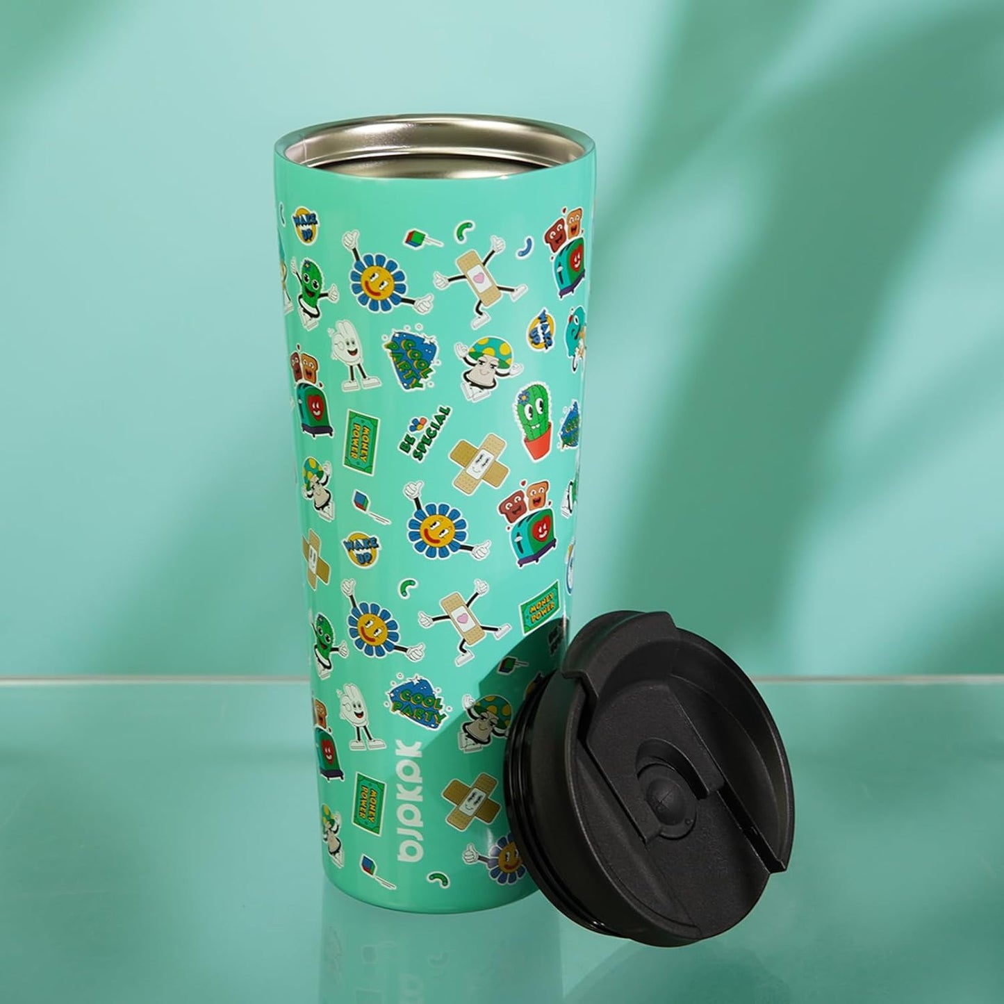 BJPKPK 22oz Insulated Tumbler With lid And Straw Stainless Steel Tumblers Travel Coffee Mug Reusable Thermal Cup,Sky