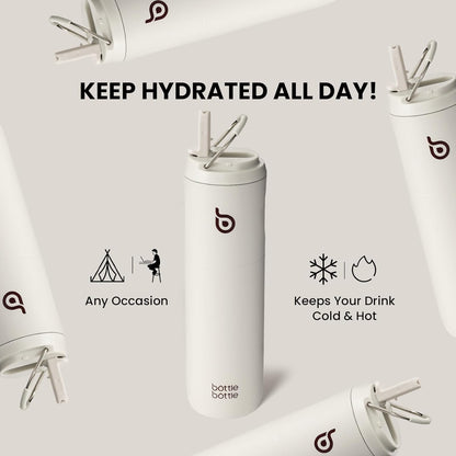 BOTTLE BOTTLE Insulated Water Bottle 24oz with Straw Lid and Handle for Sports Travel Gym Stainless Steel Water Bottles Double-Wall Vacuum Metal Leak Proof BPA-Free
