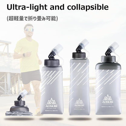 Azarxis TPU Soft Flask Collapsible Water Bottles BPA-Free 250ml 350ml 500ml for Hydration Vest Pack Running Hiking Cycling Climbing