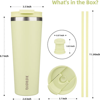 BJPKPK 22oz Insulated Tumbler With lid And Straw Stainless Steel Tumblers Travel Coffee Mug Reusable Thermal Cup,Sky