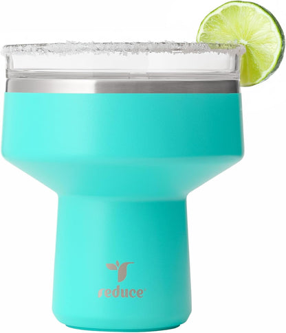 REDUCE Saltini 16 oz Cocktail Tumbler - Insulated Margarita Tumbler with Lid - Keeps Drinks Cold for 10 Hours - 360 Sippable Martini Glass Alternative - Shatterproof, Perfect for Parties - Cloud Blue