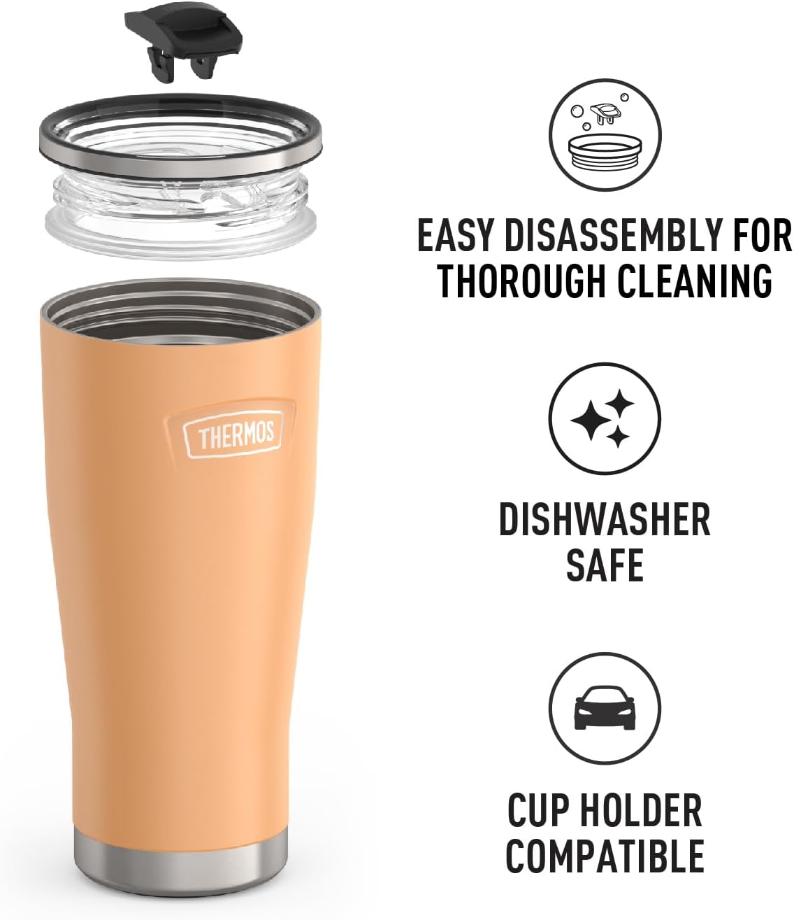 THERMOS ICON SERIES, Stainless Steel Tumbler with Slide Lock, 18 Ounce, Mystic Navy