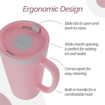 Copco Cone Desk Mug, 16 oz (Set of 2) - Double Wall Insulated Mugs with Handle, Reusable Tumbler Set with Twist-Off Spill Resistant Lid, BPA-Free, Microwave & Dishwasher Safe (Orange/Mustard)