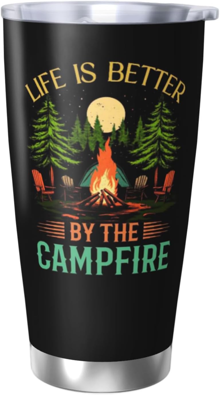 Camping Gifts for Men Women, Best Camp Coffee Mugs, Happy Camper Travel Mug, 20oz Coffee Tumbler, Camping Cup for Women Men
