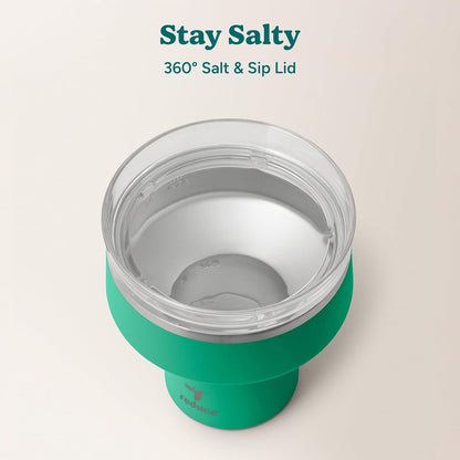 REDUCE Saltini 16 oz Cocktail Tumbler - Insulated Margarita Tumbler with Lid - Keeps Drinks Cold for 10 Hours - 360 Sippable Martini Glass Alternative - Shatterproof, Perfect for Parties - Cloud Blue